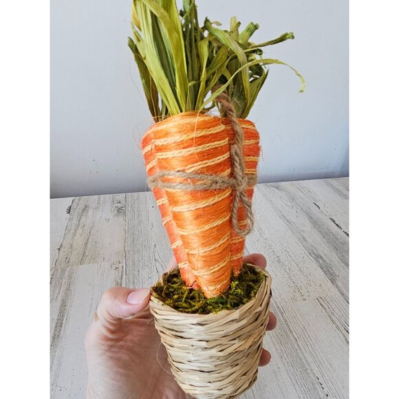 Sisal Carrot basket realistic life size spring Easter decor vegetable shabby chi - Picture 6 of 7